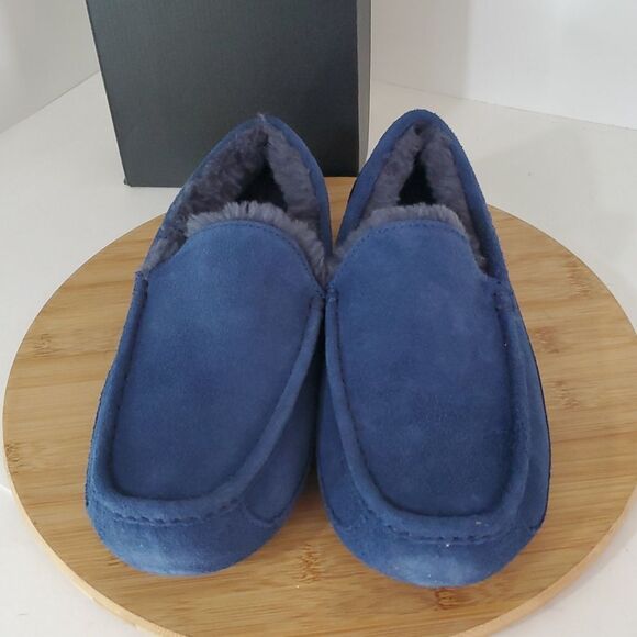 UGG Ascot Slipper Deep Ocean Suede Wool Comfort Loafer Men's US 8/ EU 41 NIB - Picture 2 of 14